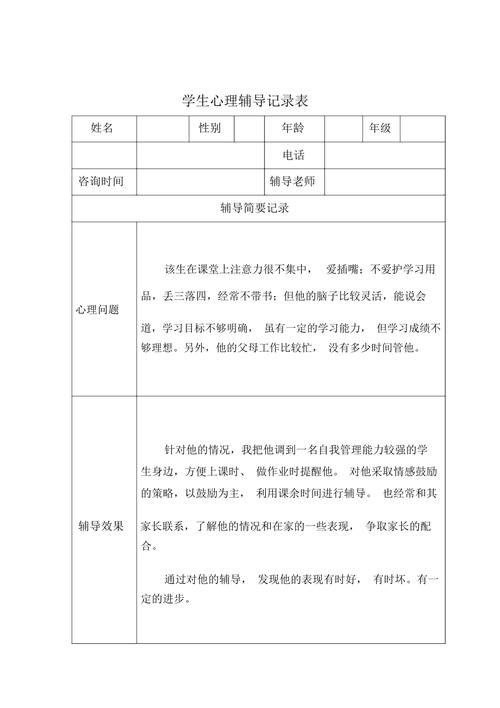 学生心理辅导记录表谈话内容