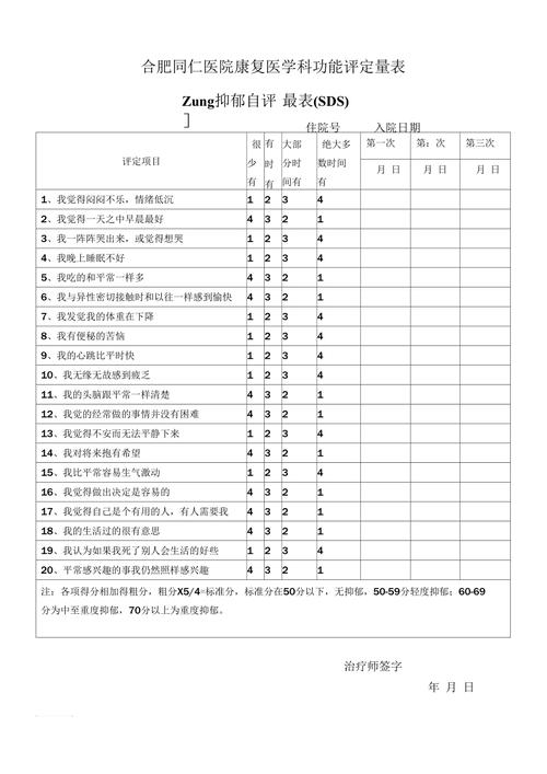 抑郁自评量表sds